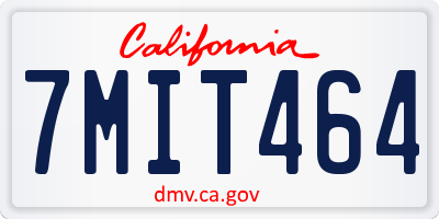 CA license plate 7MIT464