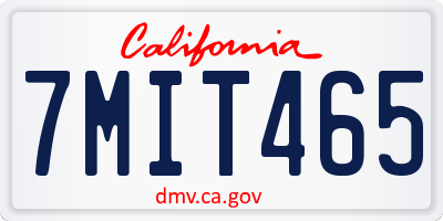 CA license plate 7MIT465