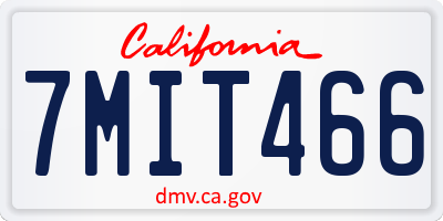 CA license plate 7MIT466