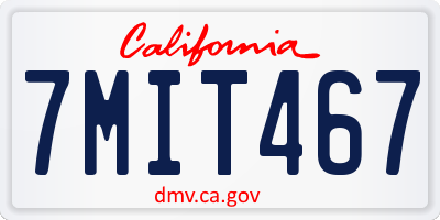 CA license plate 7MIT467