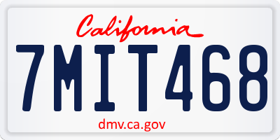 CA license plate 7MIT468