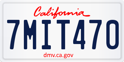 CA license plate 7MIT470