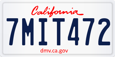 CA license plate 7MIT472