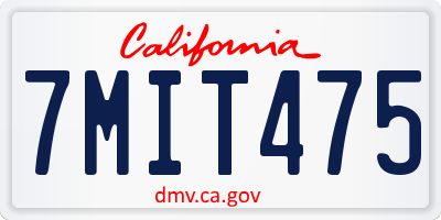 CA license plate 7MIT475
