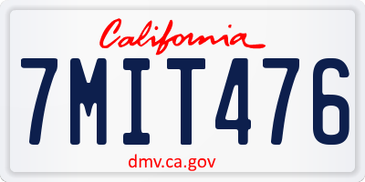 CA license plate 7MIT476