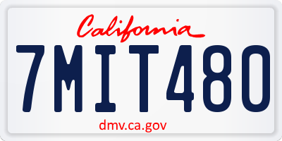 CA license plate 7MIT480