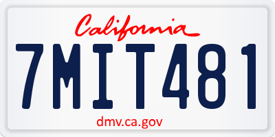 CA license plate 7MIT481