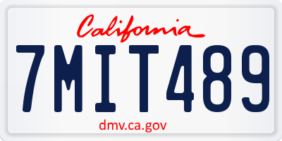 CA license plate 7MIT489