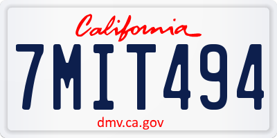 CA license plate 7MIT494