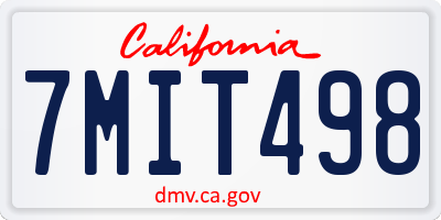 CA license plate 7MIT498