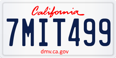CA license plate 7MIT499