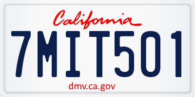 CA license plate 7MIT501