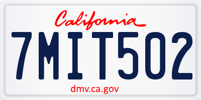 CA license plate 7MIT502