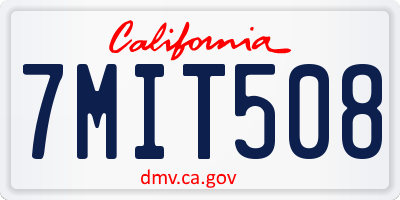CA license plate 7MIT508