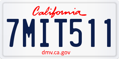CA license plate 7MIT511