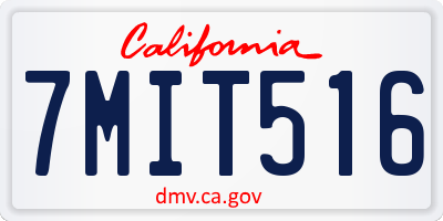CA license plate 7MIT516