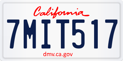 CA license plate 7MIT517