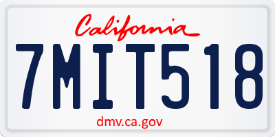 CA license plate 7MIT518