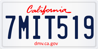 CA license plate 7MIT519