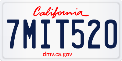 CA license plate 7MIT520