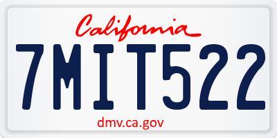 CA license plate 7MIT522