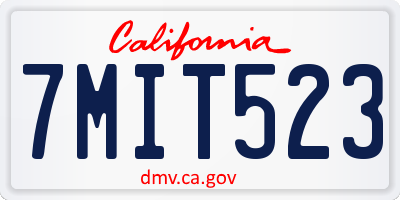 CA license plate 7MIT523