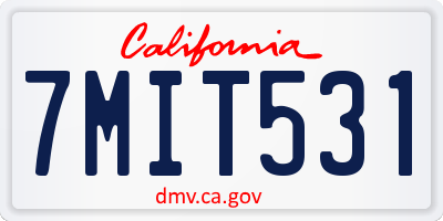 CA license plate 7MIT531