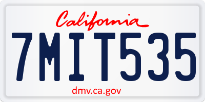 CA license plate 7MIT535