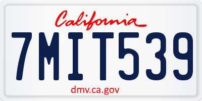 CA license plate 7MIT539