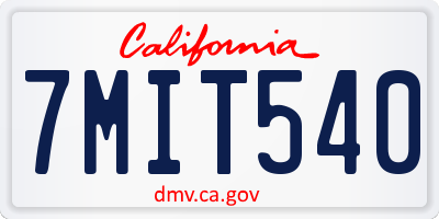CA license plate 7MIT540