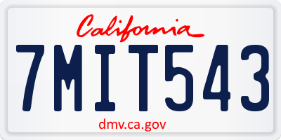 CA license plate 7MIT543