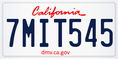 CA license plate 7MIT545