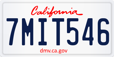 CA license plate 7MIT546