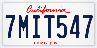 CA license plate 7MIT547