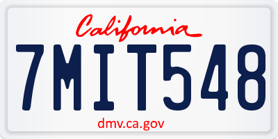 CA license plate 7MIT548