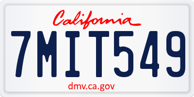 CA license plate 7MIT549