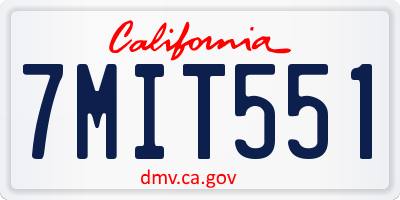 CA license plate 7MIT551