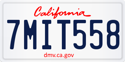 CA license plate 7MIT558