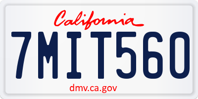 CA license plate 7MIT560
