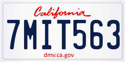 CA license plate 7MIT563