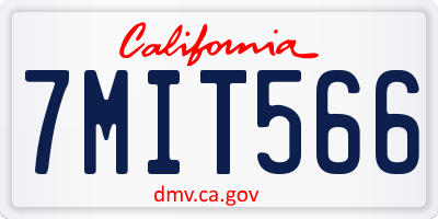 CA license plate 7MIT566