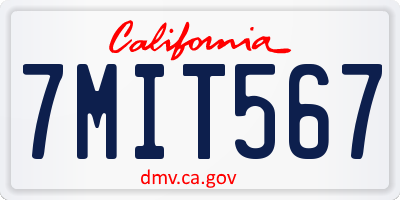 CA license plate 7MIT567