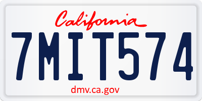 CA license plate 7MIT574