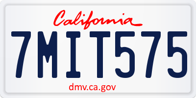 CA license plate 7MIT575