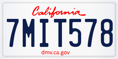 CA license plate 7MIT578
