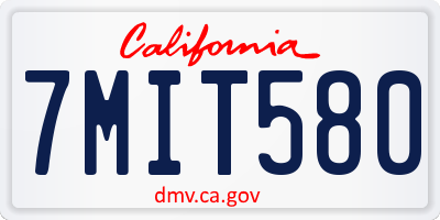 CA license plate 7MIT580