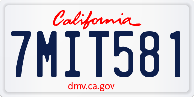 CA license plate 7MIT581