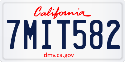 CA license plate 7MIT582