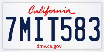 CA license plate 7MIT583