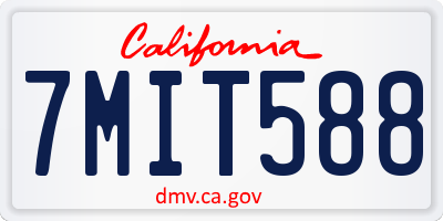CA license plate 7MIT588